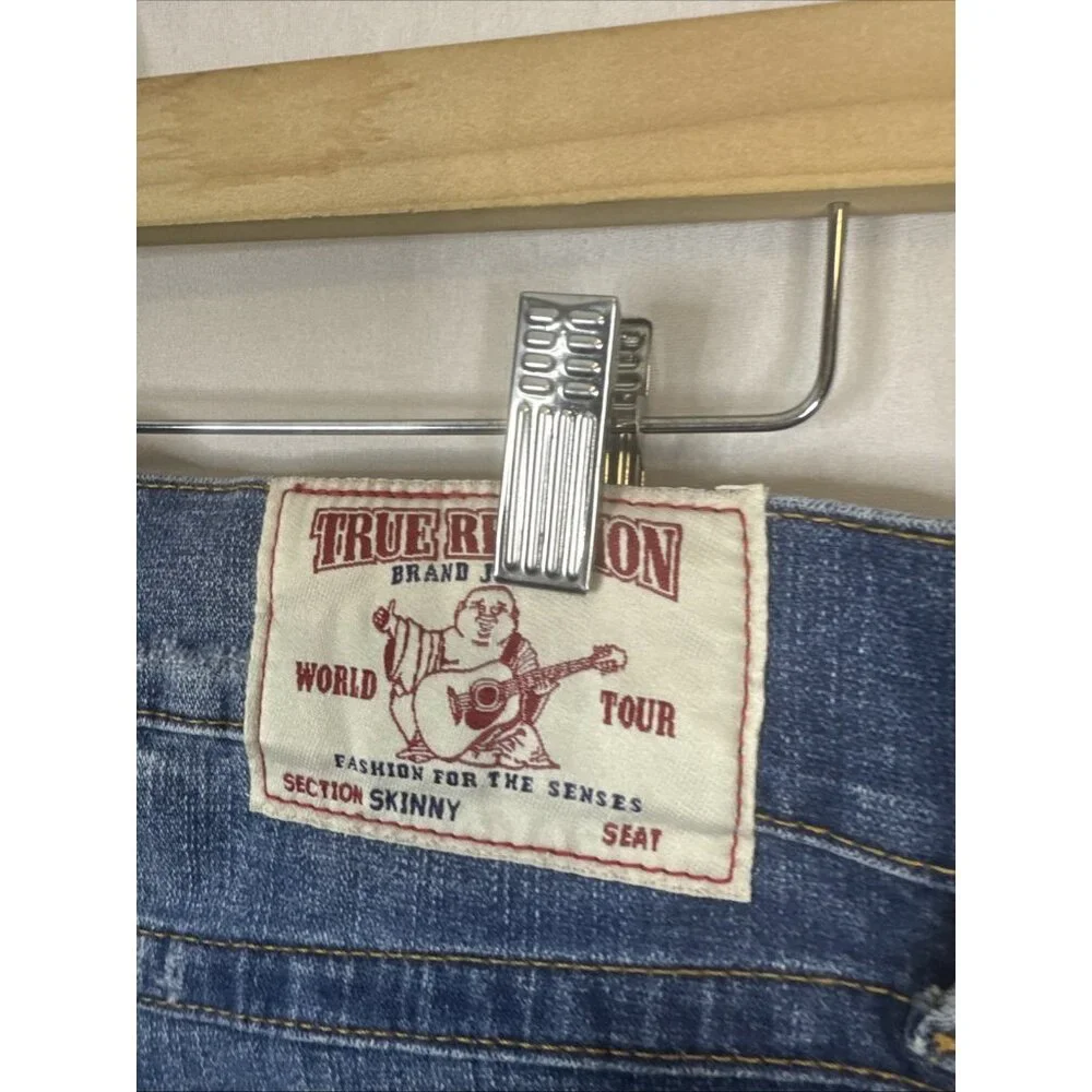 True‎ Religion Section Skinny Jeans Blue Orange Stitch Red Flap Mens 30x34